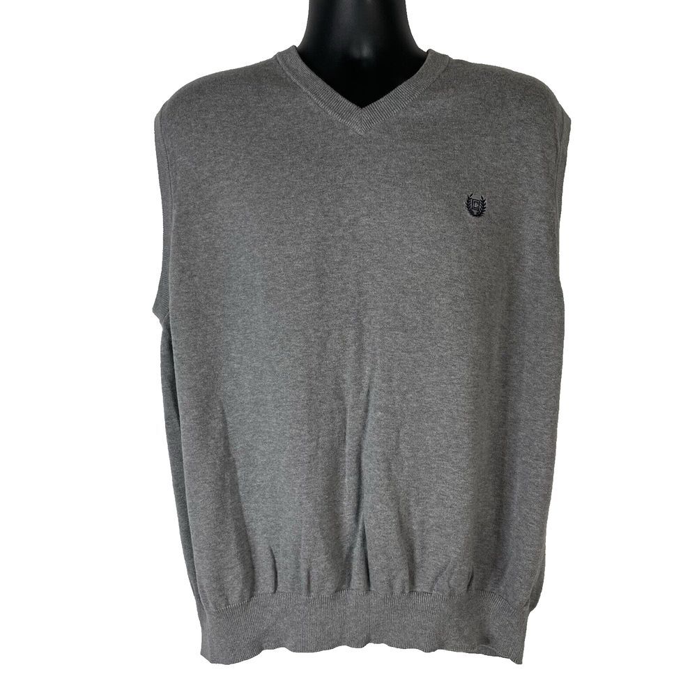 CHAPS Ralph Lauren Golf Sweater Vest Men's Size XXL Gray  V-Neck 100% Cotton Dad